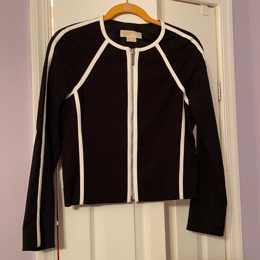 Michael Kors Black and White Moto Jacket
